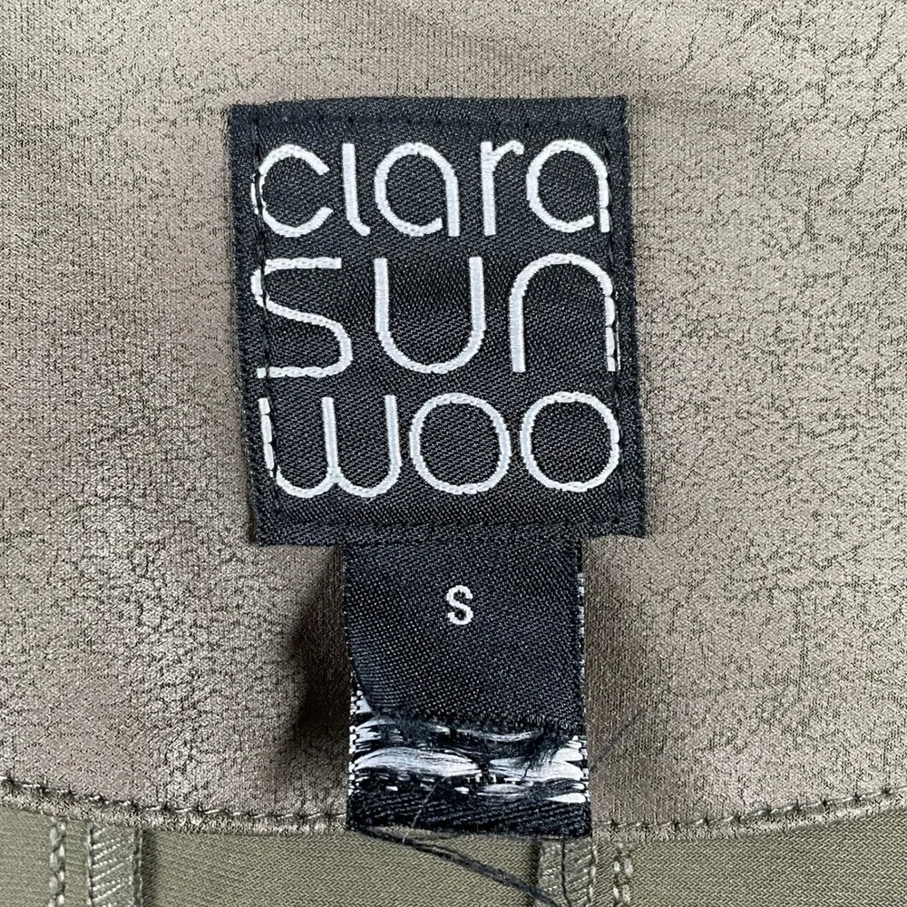 Clara Sunwoo Moto Jacket Womens Small Brown Asymmetrical Zip Faux Leather Coat